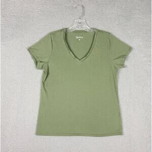Quince T-shirt Womens Medium Olive V Neck Casual Comfy Minimalist Capsule